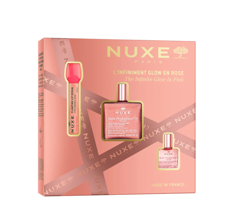 Nuxe Cofre L'Infiniment Glow En Rose set de regalo con aceites secos florales y sérum de labios Very Rose