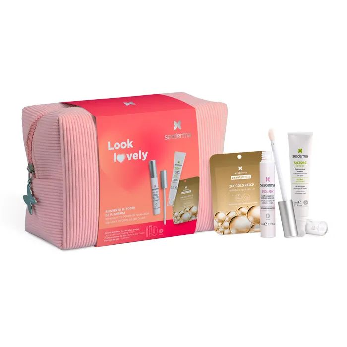Neceser Look Lovely Sesderma con sérum para pestañas, contorno de ojos y parches 24K Gold