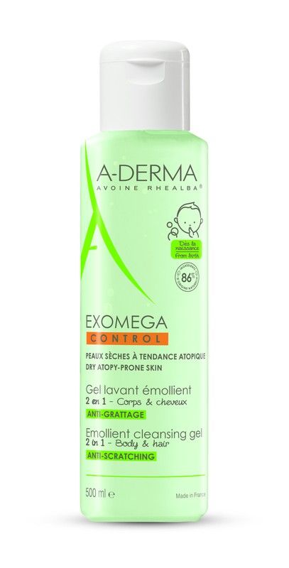 A-Derma Exomega Gel Limpiador 2 en 1 cuerpo y cabello