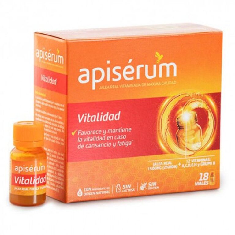 Apisérum Vitalidad Jalea Real 18 Viales - complemento alimenticio bebible con jalea real y 12 vitaminas
