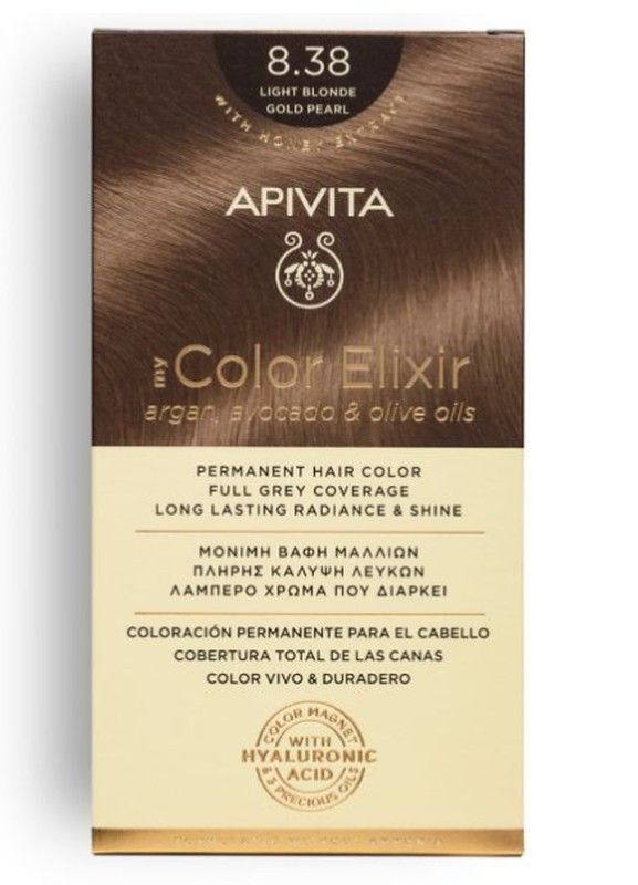 Apivita Tinte Rubio Claro Dorado Perlado Nº8.38 - My Color Elixir Apivita, tinte capilar