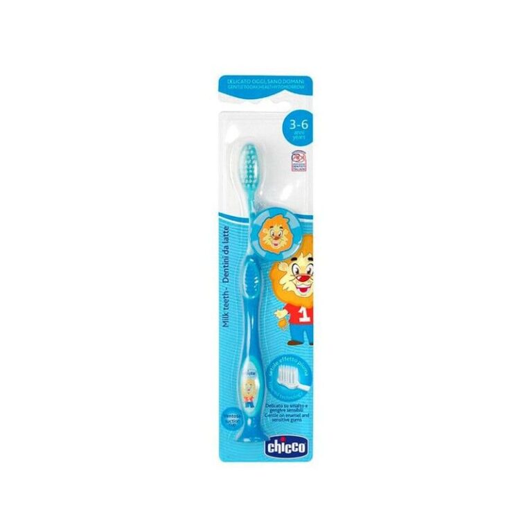 Chicco Cepillo Dental 3-6 Años Azul con ventosa y limpiador de lengua
