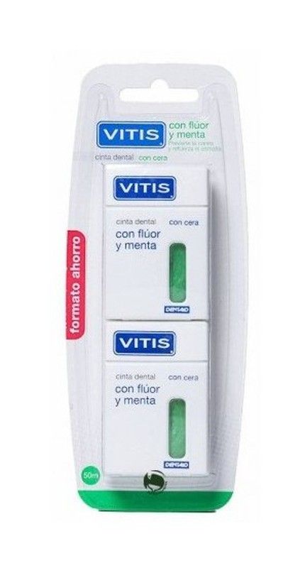 Cinta Dental Vitis con cera, flúor y menta pack Duplo