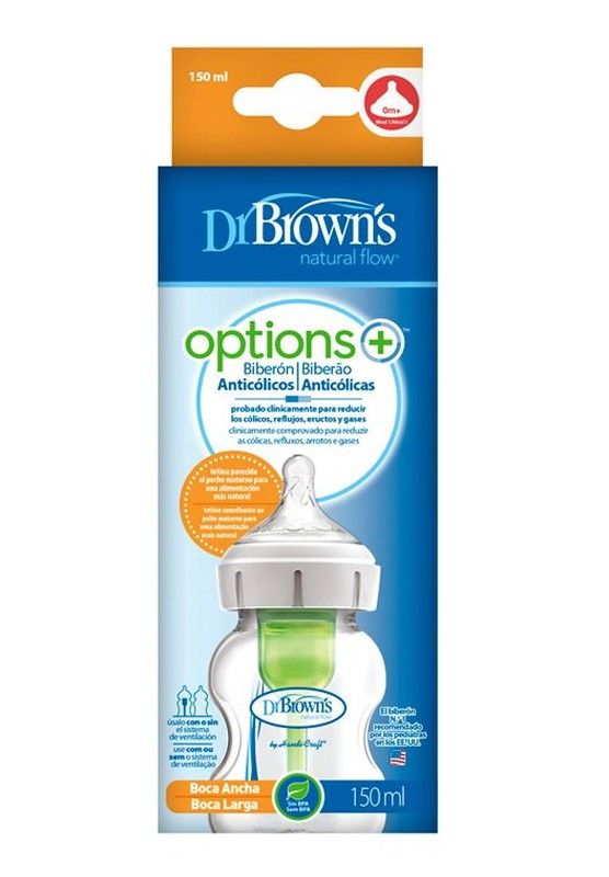 Dr. Brown's Biberón Options Boca Ancha 150ml blanco