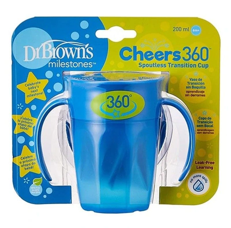 Dr. Brown's Vaso 360 Azul sin boquilla 200ml con asas para bebés