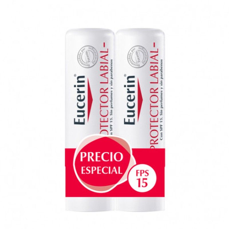 Eucerin Protector Labial SPF15 Duplo 2 x 4,8g - stick labial con Dexpantenol y Vitamina E