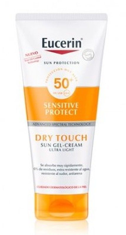 Eucerin Protector Solar Sensitive Protect Toque Seco, bote de gel-crema solar con acabado mate