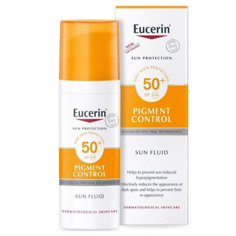 Eucerin Fluido Solar Pigment Control SPF50 facial con Thiamidol