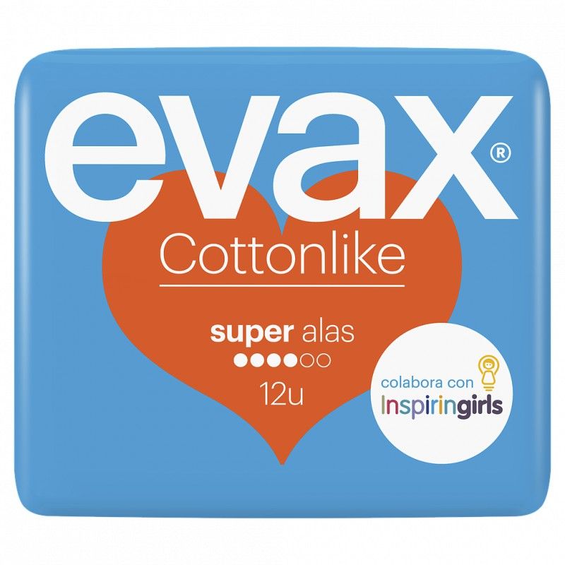 Evax Cottonlike Súper compresas con alas 12 unidades