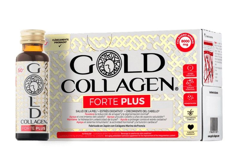 Gold Collagen Forte Plus 10 frascos 50ml, bebida de colágeno alta dosis