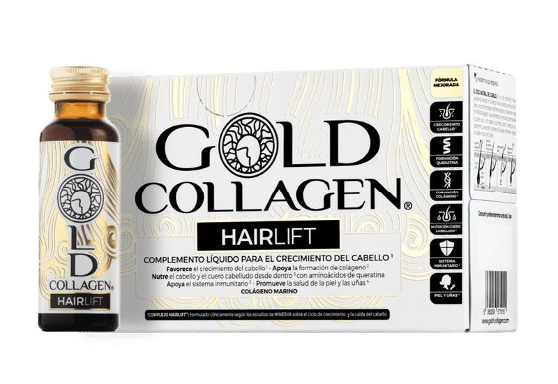 Gold Collagen HairLift 10 frascos 50ml, bebida de colágeno para el cabello