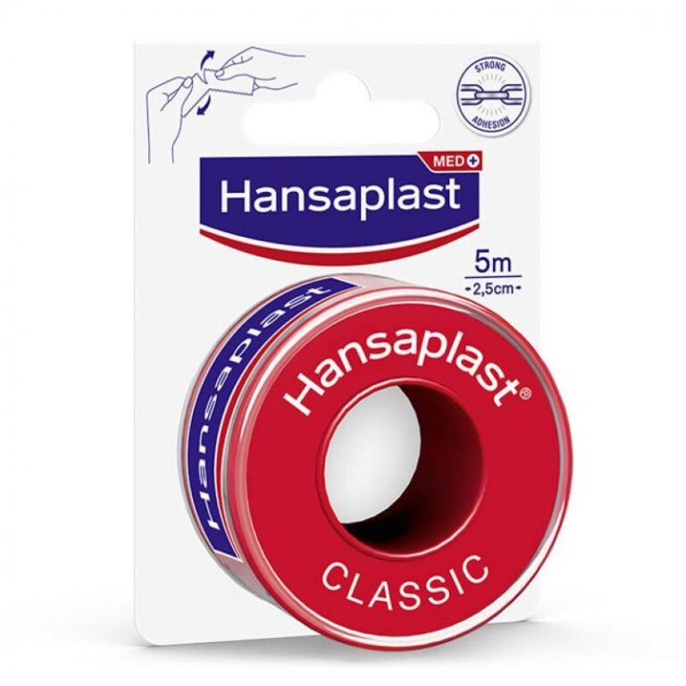 Hansaplast Classic Esparadrapo 5m x 2,5cm, rollo de esparadrapo de fijación