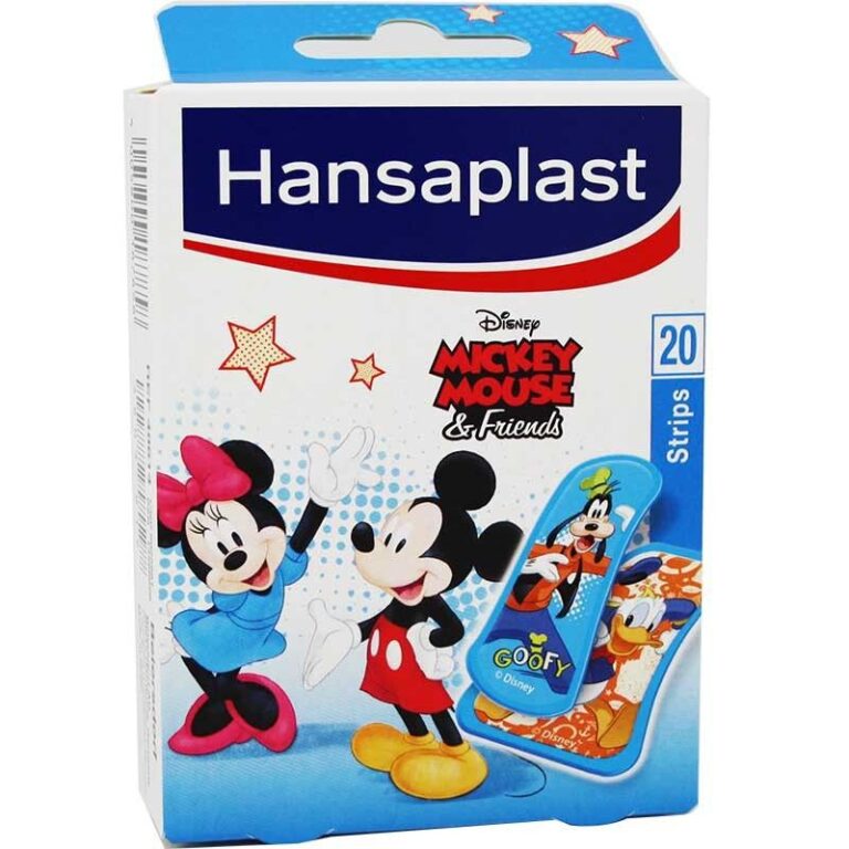 Hansaplast Tiritas Infantiles Mickey Mouse and Friends 20 unidades, caja de apósitos infantiles