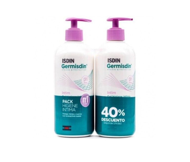 Isdin Germisdin Higiene Íntima Duplo 2 x 500ml, gel de higiene íntima con Gynecalm
