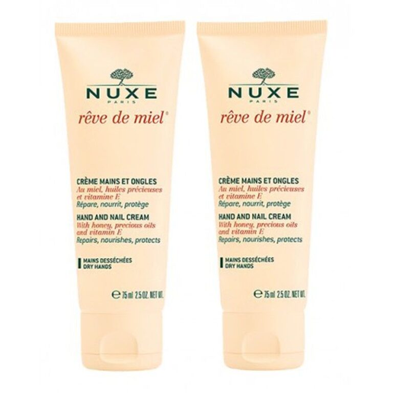 Nuxe Rêve de Miel Duplo Crema Manos 75 ml x 2, pack de 2 cremas de manos con miel y vitamina E