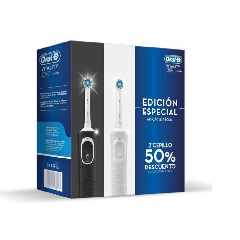 Oral-B Vitality 100 Pack 2 Cepillos eléctricos blanco y negro