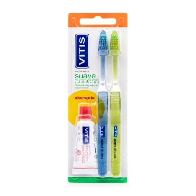 Vitis Access Suave Cepillo Duplo, pack de 2 cepillos dentales