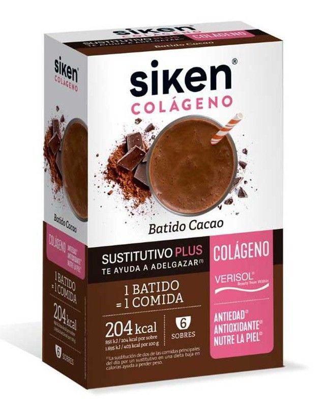 Siken Colágeno Sustitutivo Plus Batido Cacao 6 Sobres