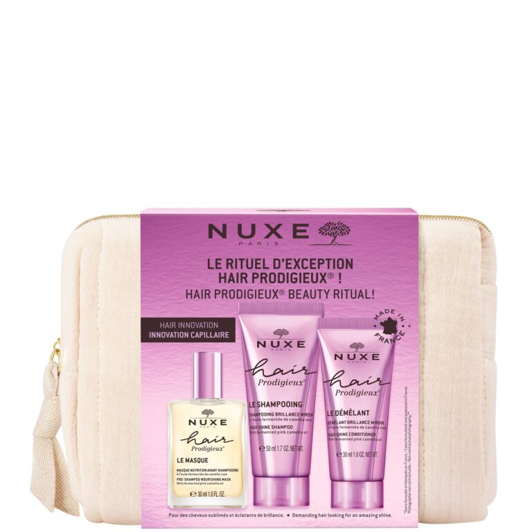 Nuxe Hair Prodigieux Neceser Ritual champu mascarilla y acondicionador