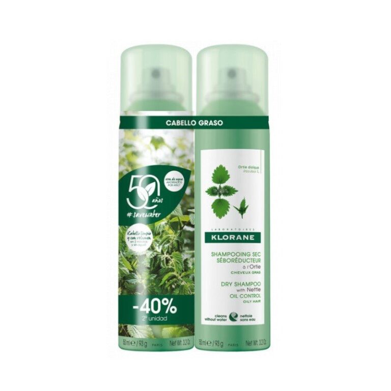 Klorane Champú Seco Seborregulador Ortiga Duplo 2x150ml