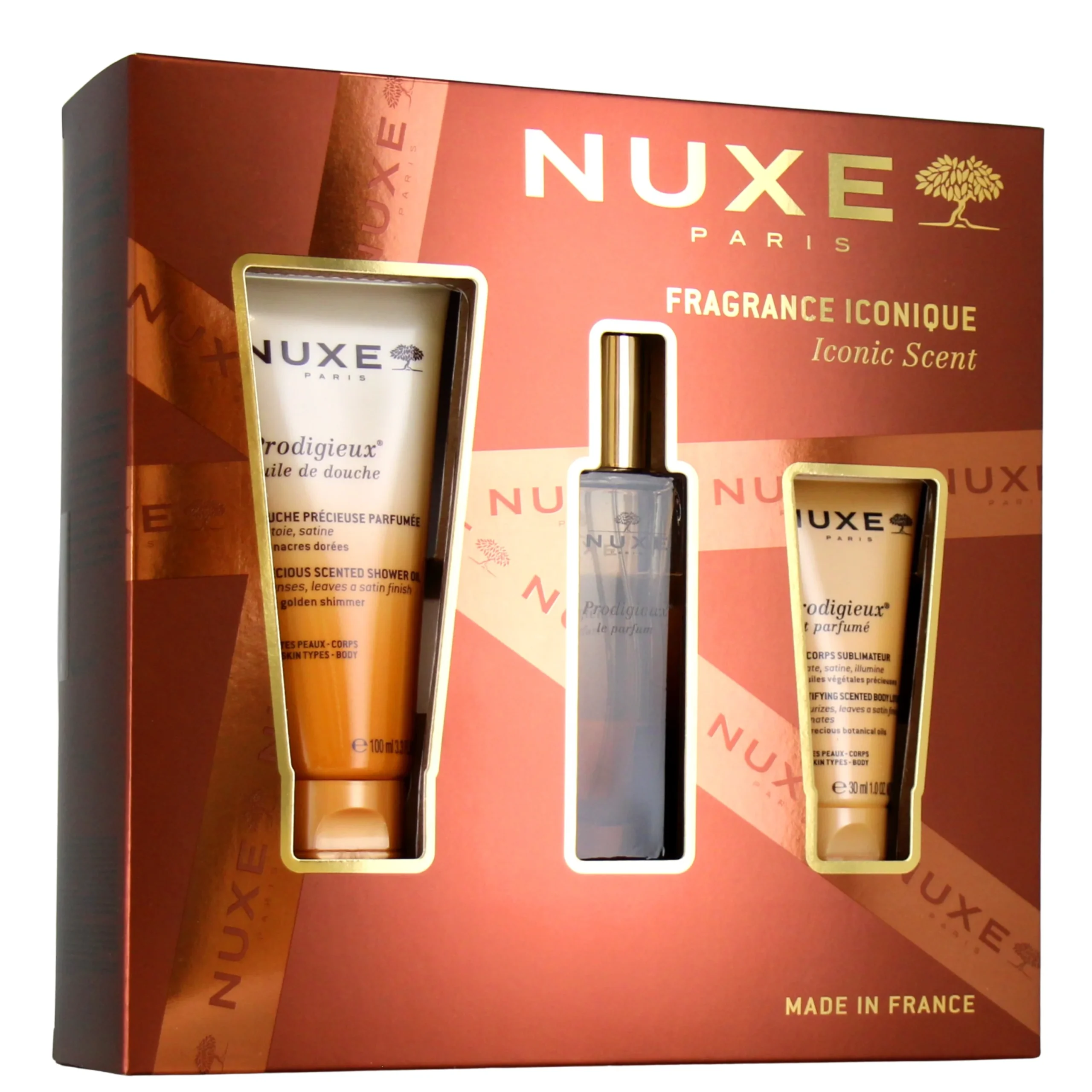 Nuxe Cofre Fragance Iconique perfume aceite de ducha y leche corporal Nuxe Cofre Fragance Iconique perfume aceite de ducha y leche corporal