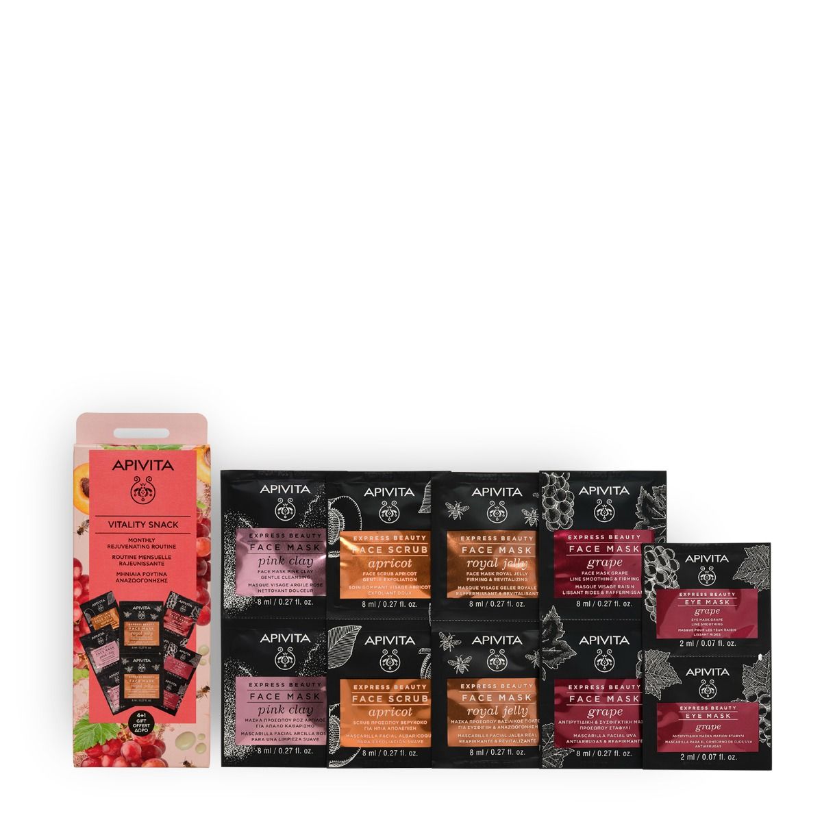 Apivita Express Beauty Vitality Snack set de mascarillas faciales revitalizantes Apivita Express Beauty Vitality Snack set de mascarillas faciales revitalizantes