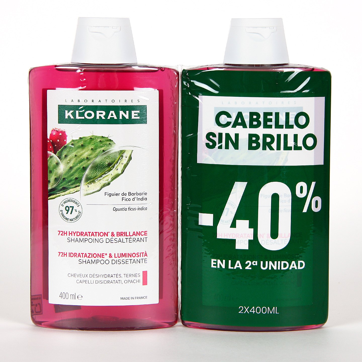 Klorane Champú Higo de Berbería Duplo hidratante 2x400ml Klorane Champú Higo de Berbería Duplo hidratante 2x400ml