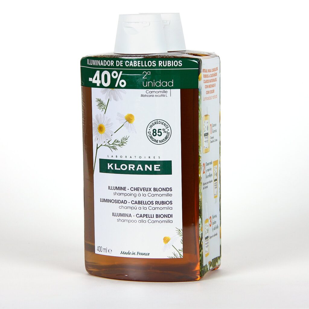 Klorane Champú Camomila Duplo reflejos rubios 2x400ml